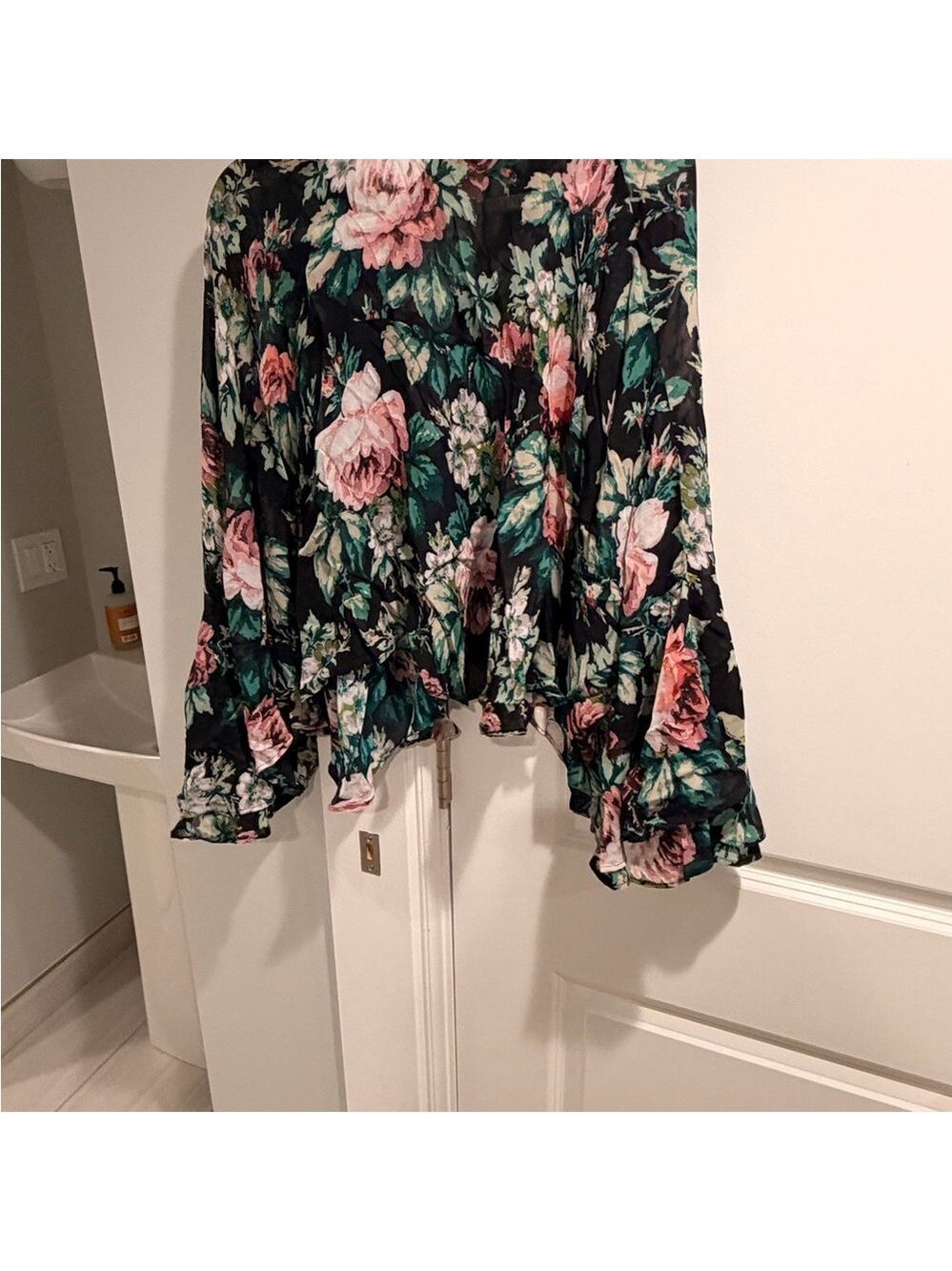 Mango Floral Blouse - Black and Green - Picture 3 of 4